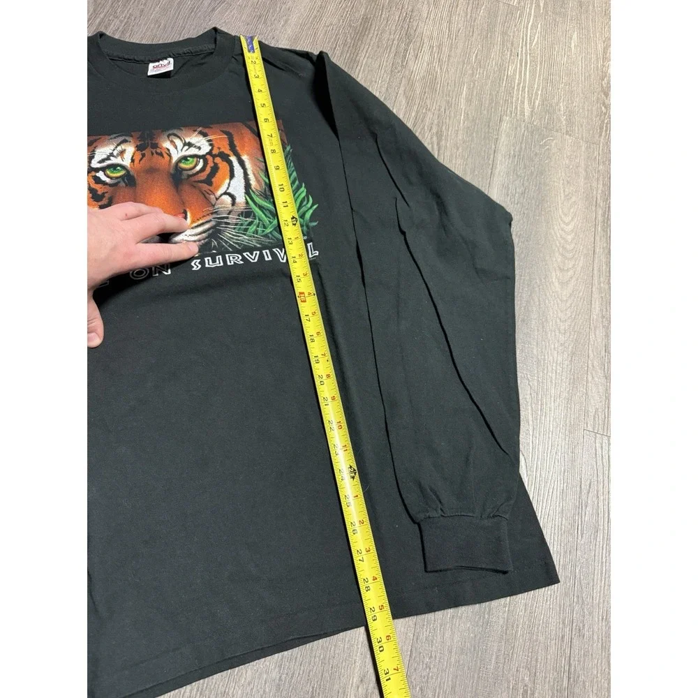 Vintage 90s Human-i-Tees Eye on Survival Tiger Graphic‎ T-Shirt Men's XL USA